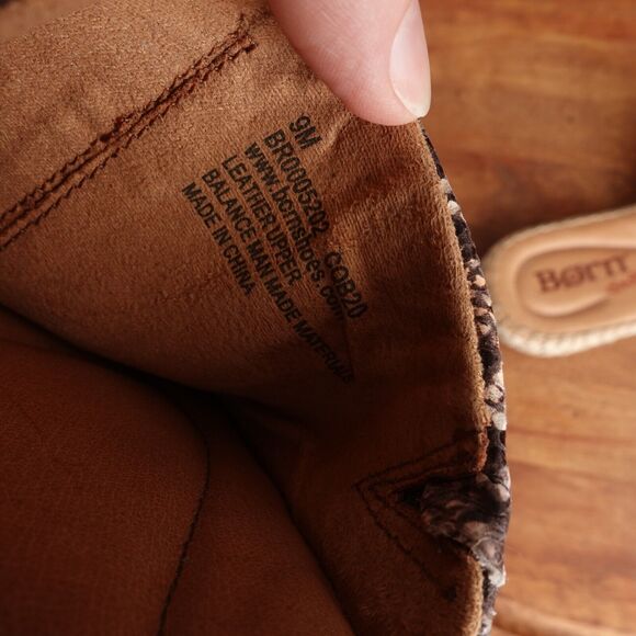 Born Sandals Womens SZ 9M Beige BLK Snake Print Leather Slide Espadrille Shoes - Picture 8 of 11